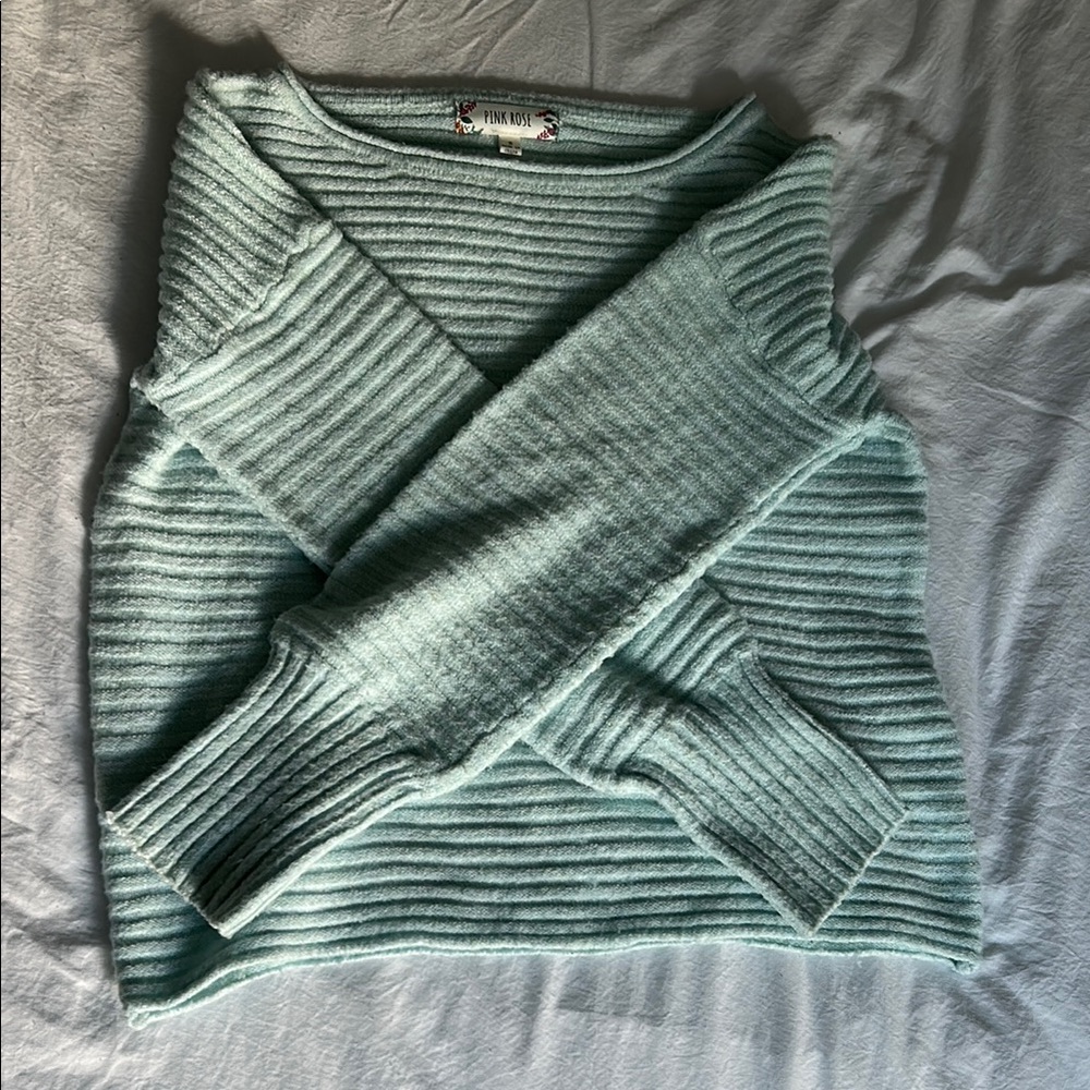 Baby Blue Ribbed Sweater